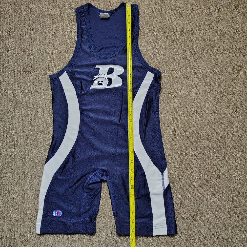 Vintage CLIFF KEEN ATHLETIC Wrestling Singlet Men M Blue Bronxville Broncos - Picture 8 of 11